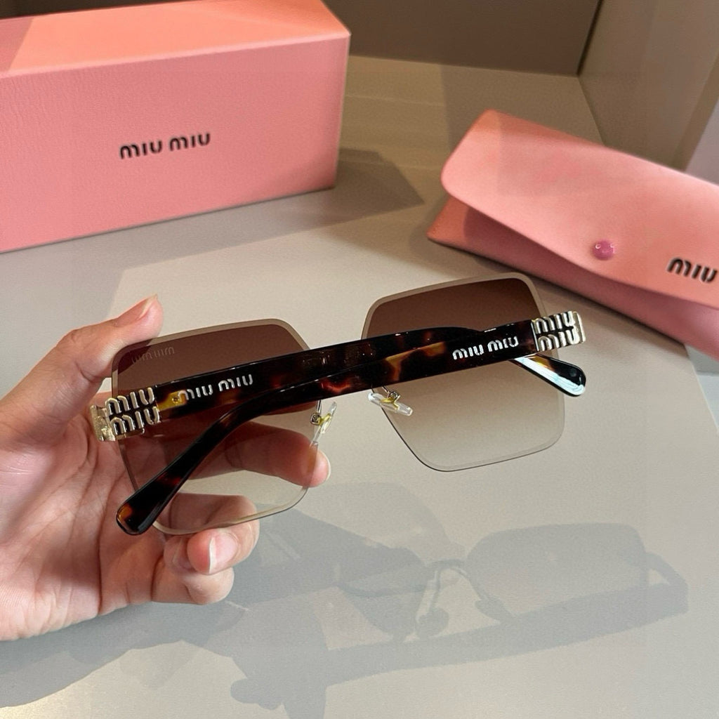 Miu Miu Lightweight Rimless Brown Lens Sunglasses for Women - detail image 5
