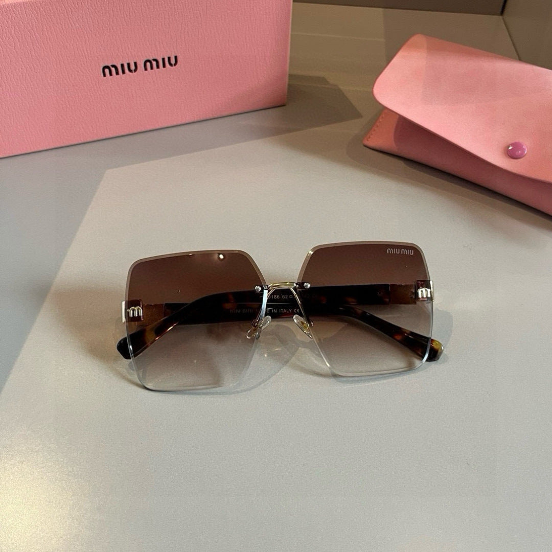 Miu Miu Lightweight Rimless Brown Lens Sunglasses for Women - detail image 7