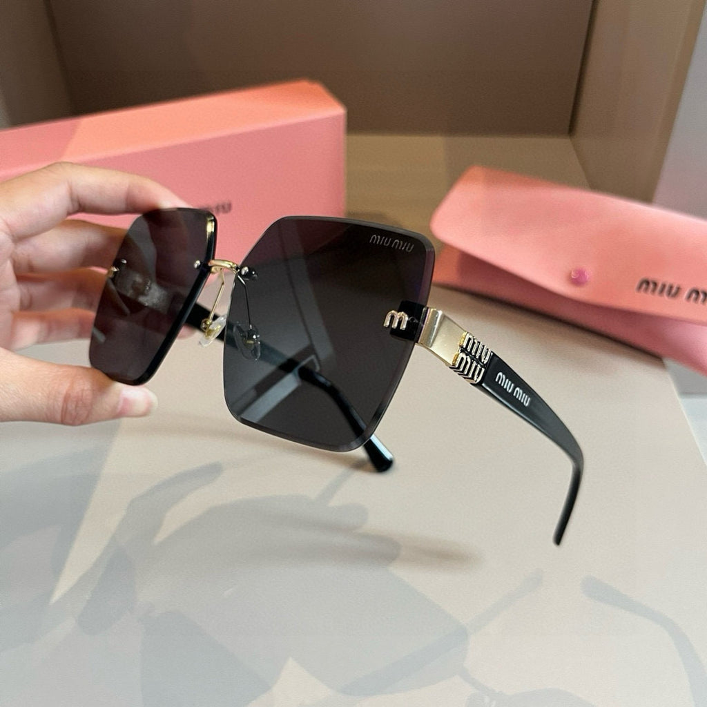Miu Miu Lightweight Rimless Gold Lens Sunglasses for Women - detail image 3