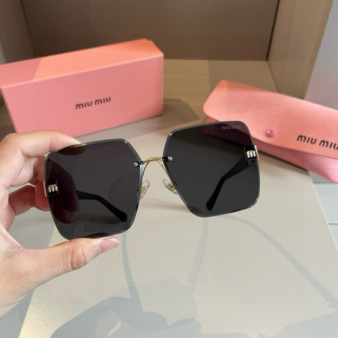 Miu Miu Lightweight Rimless Gold Lens Sunglasses for Women - detail image 9