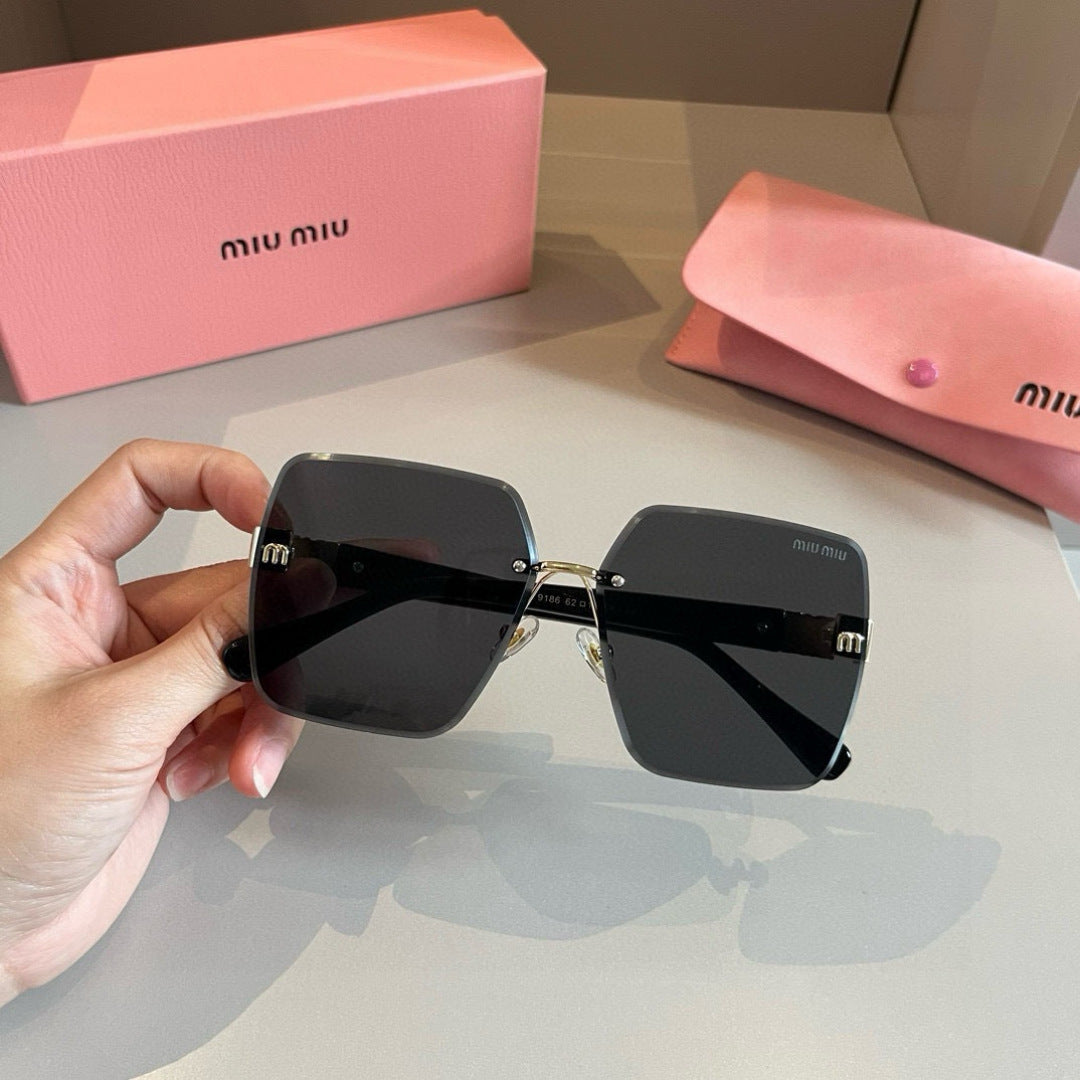 Miu Miu Lightweight Rimless Gold Lens Sunglasses for Women - detail image 4