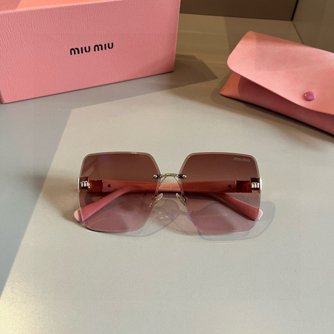 Miu Miu Lightweight Rimless Red Lens Sunglasses for Women - detail image 5