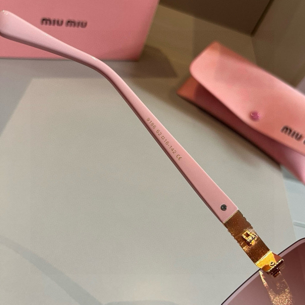 Miu Miu Lightweight Rimless Red Lens Sunglasses for Women - detail image 9