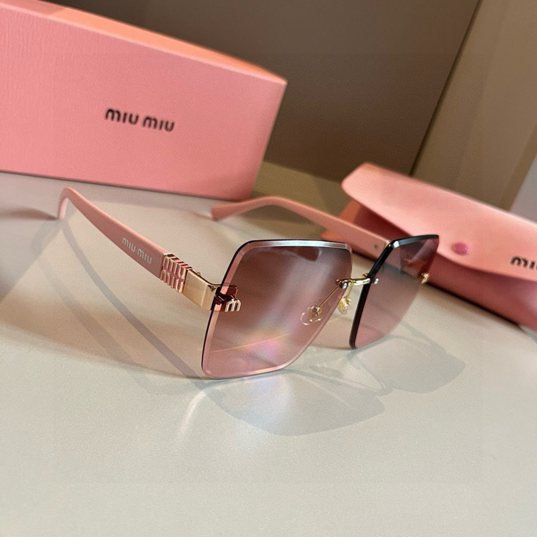 Miu Miu Lightweight Rimless Red Lens Sunglasses for Women