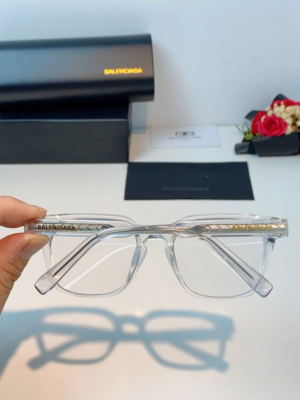 Balenciaga Blue-Light Fashion Silver Lens Sunglasses for Men & Women - detail image 5