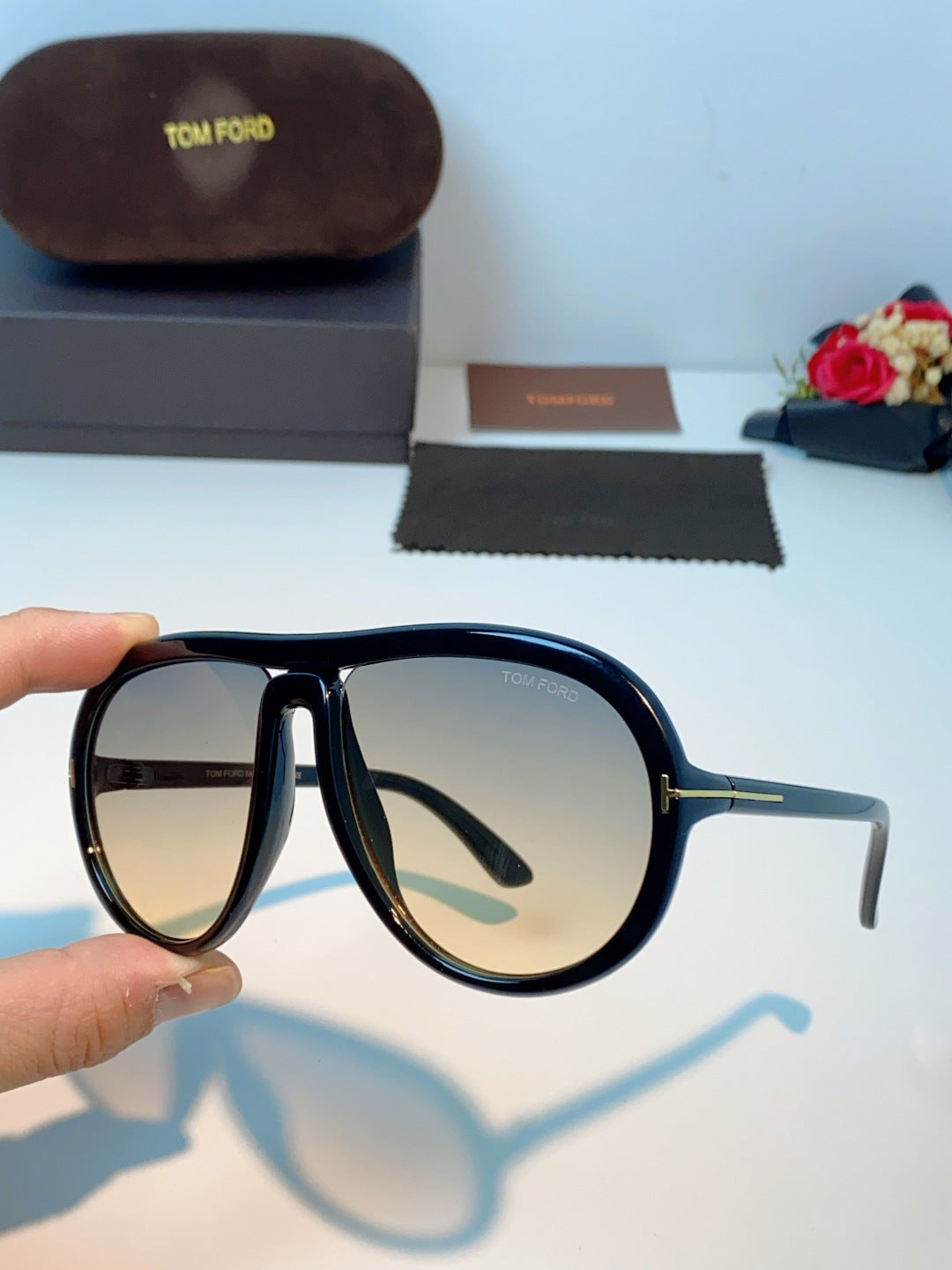 Tom Ford Aviator Blue Lens Sunglasses for Men & Women - detail image 6