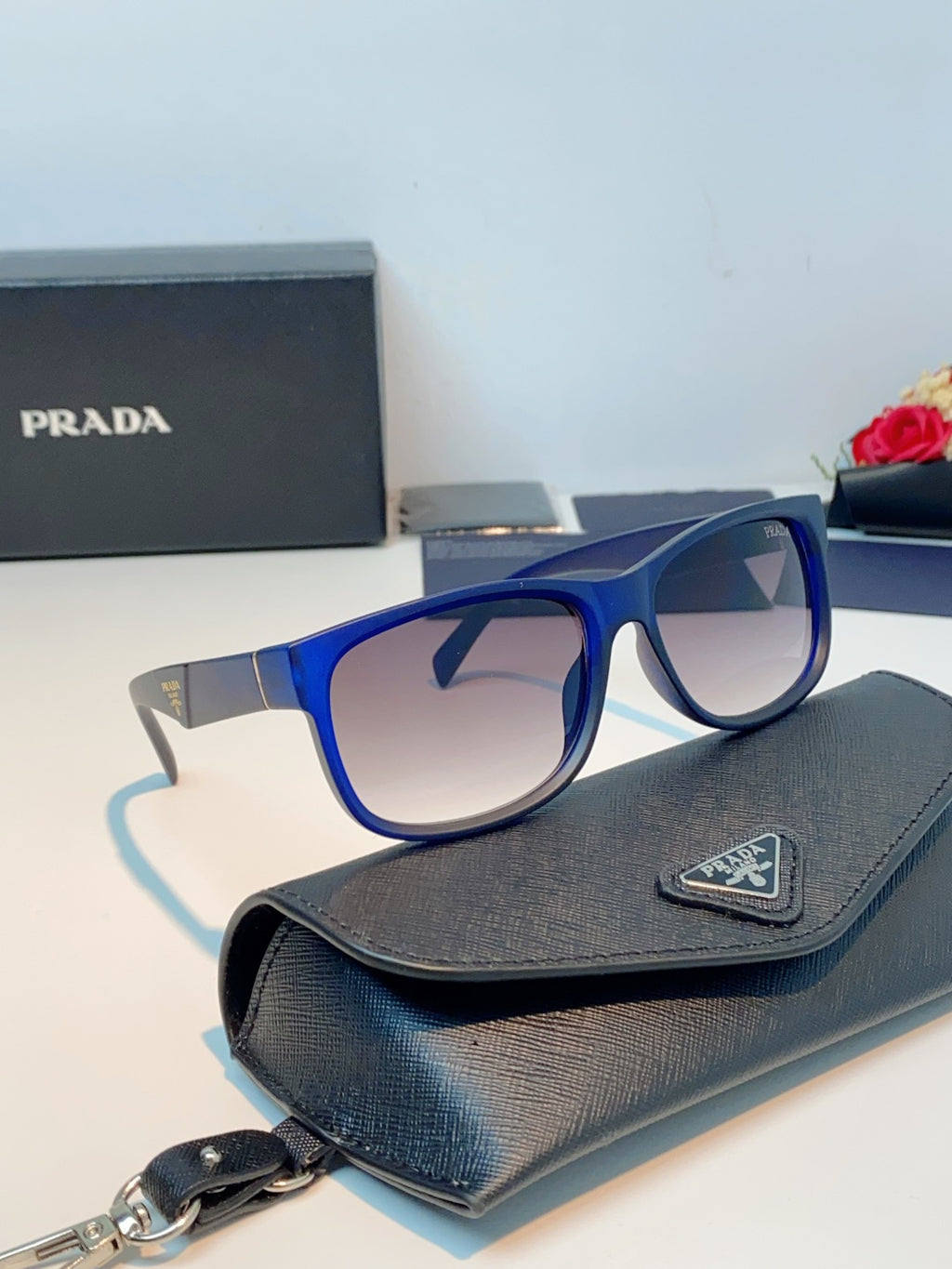 Prada Polarized Square Blue Lens Sunglasses for Men & Women - 934943 - detail image 10