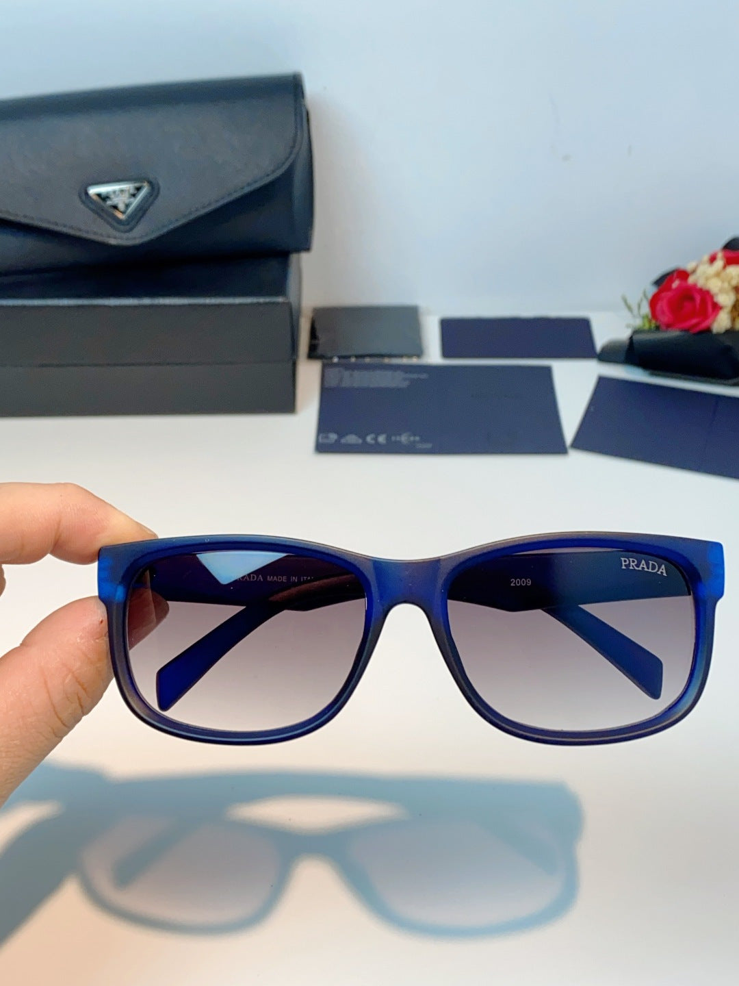 Prada Polarized Square Blue Lens Sunglasses for Men & Women - 372082 - detail image 4