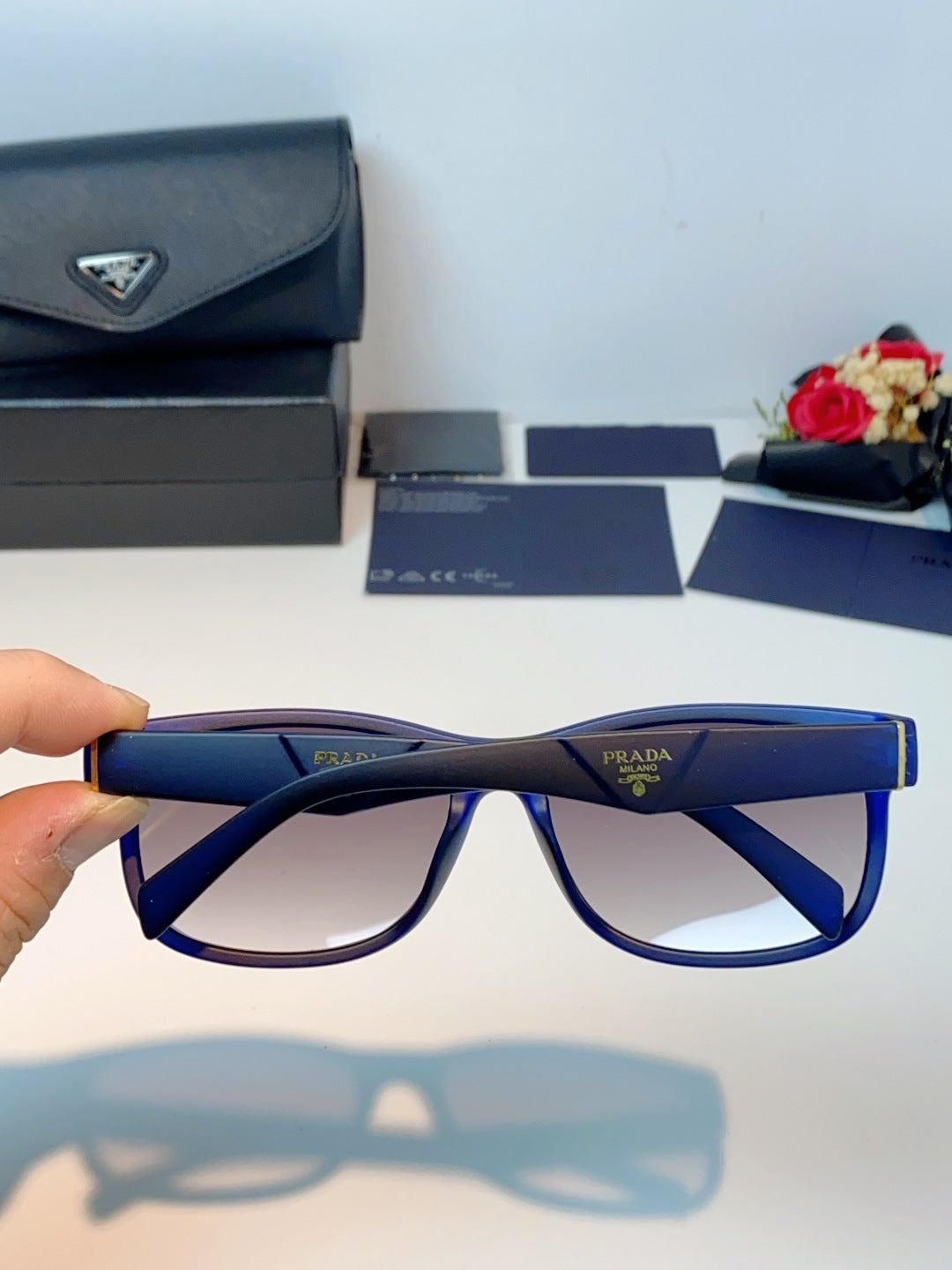 Prada Polarized Square Blue Lens Sunglasses for Men & Women - 372082 - detail image 5