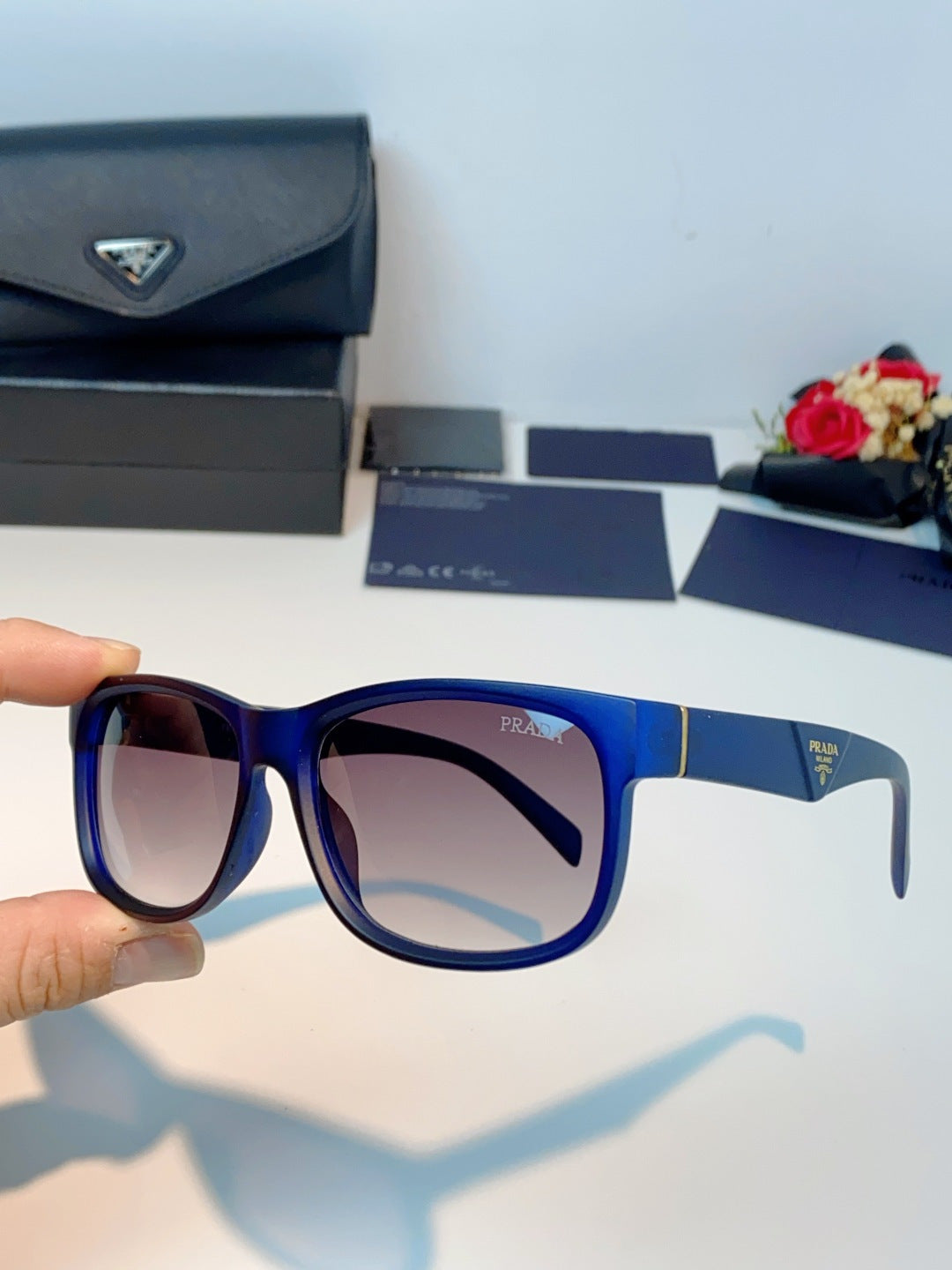 Prada Polarized Square Blue Lens Sunglasses for Men & Women - 372082 - detail image 6