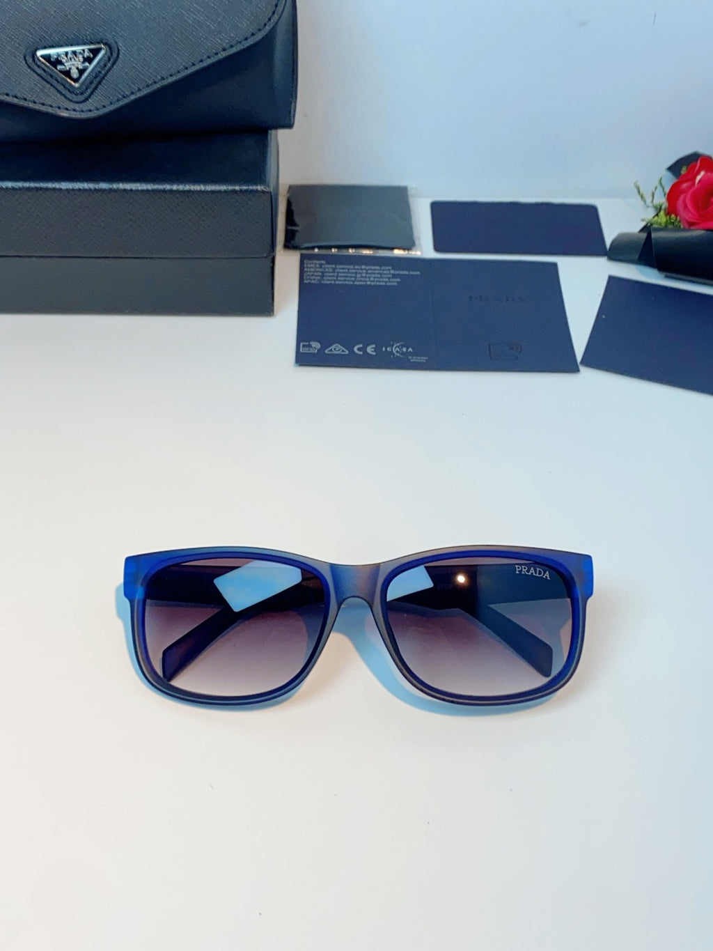 Prada Polarized Square Blue Lens Sunglasses for Men & Women - 934943 - detail image 9