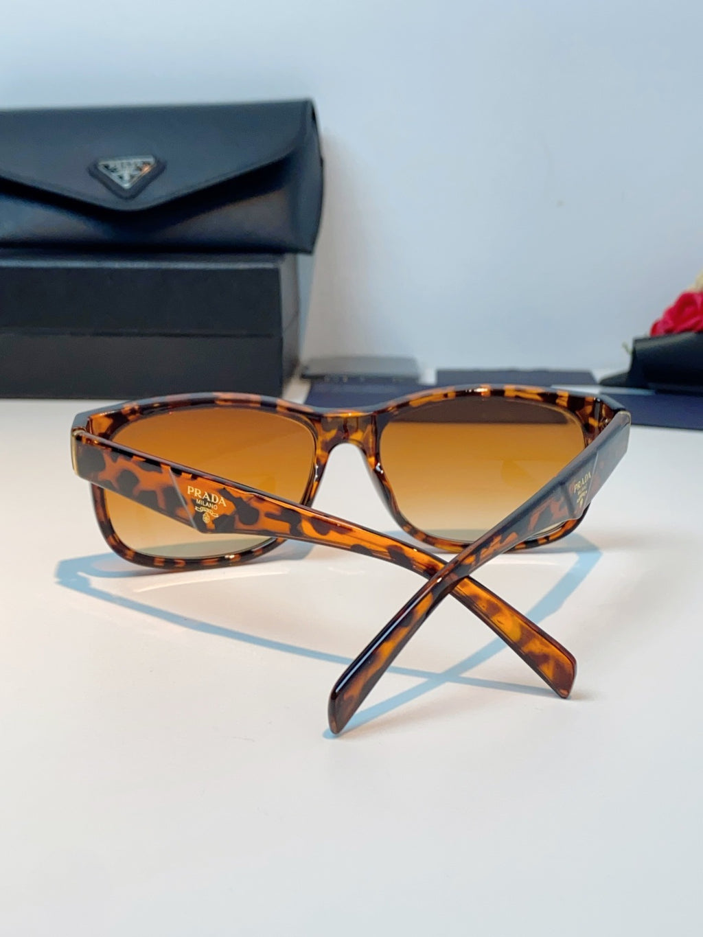 Prada Polarized Square Orange Lens Sunglasses for Men & Women - detail image 3