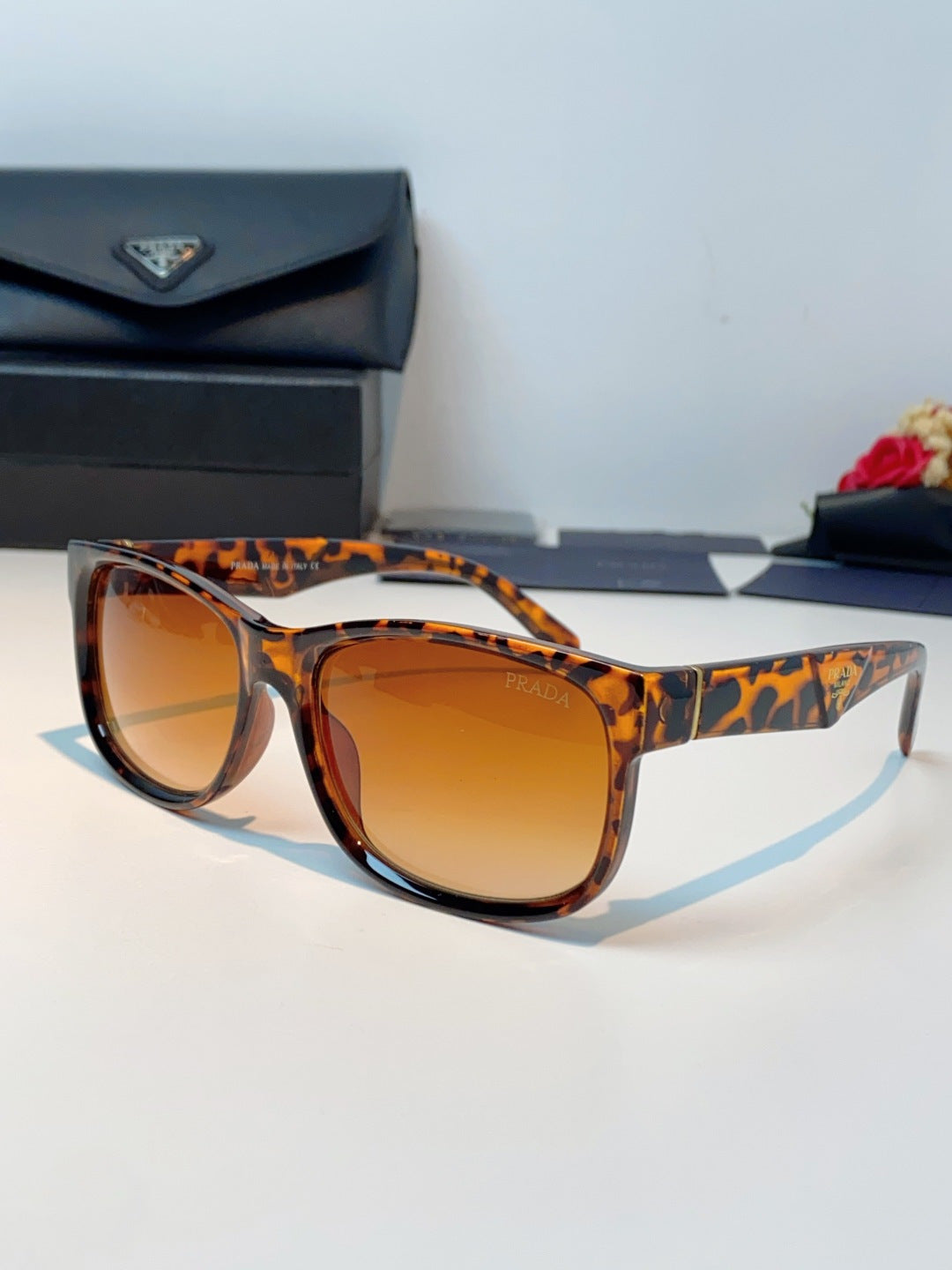 Prada Polarized Square Orange Lens Sunglasses for Men & Women