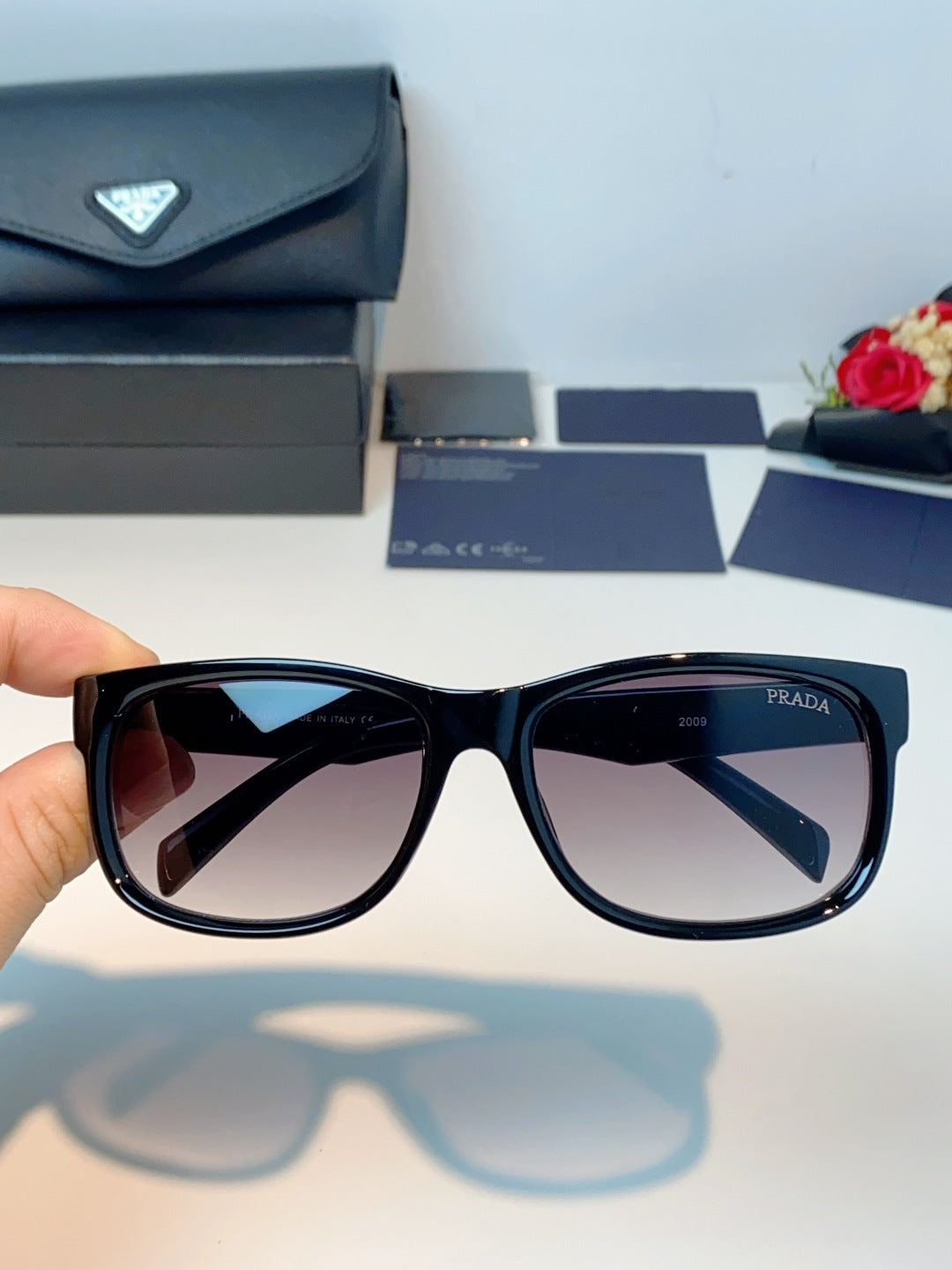 Prada Polarized Square Blue Lens Sunglasses for Men & Women - 372084 - detail image 4