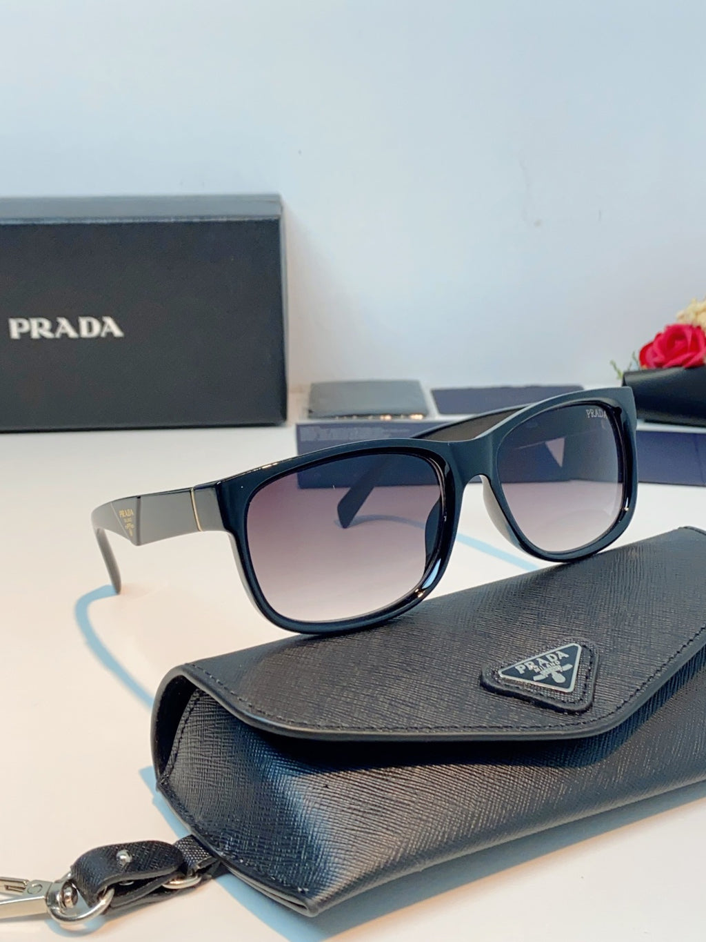 Prada Polarized Square Blue Lens Sunglasses for Men & Women - 372084 - detail image 10