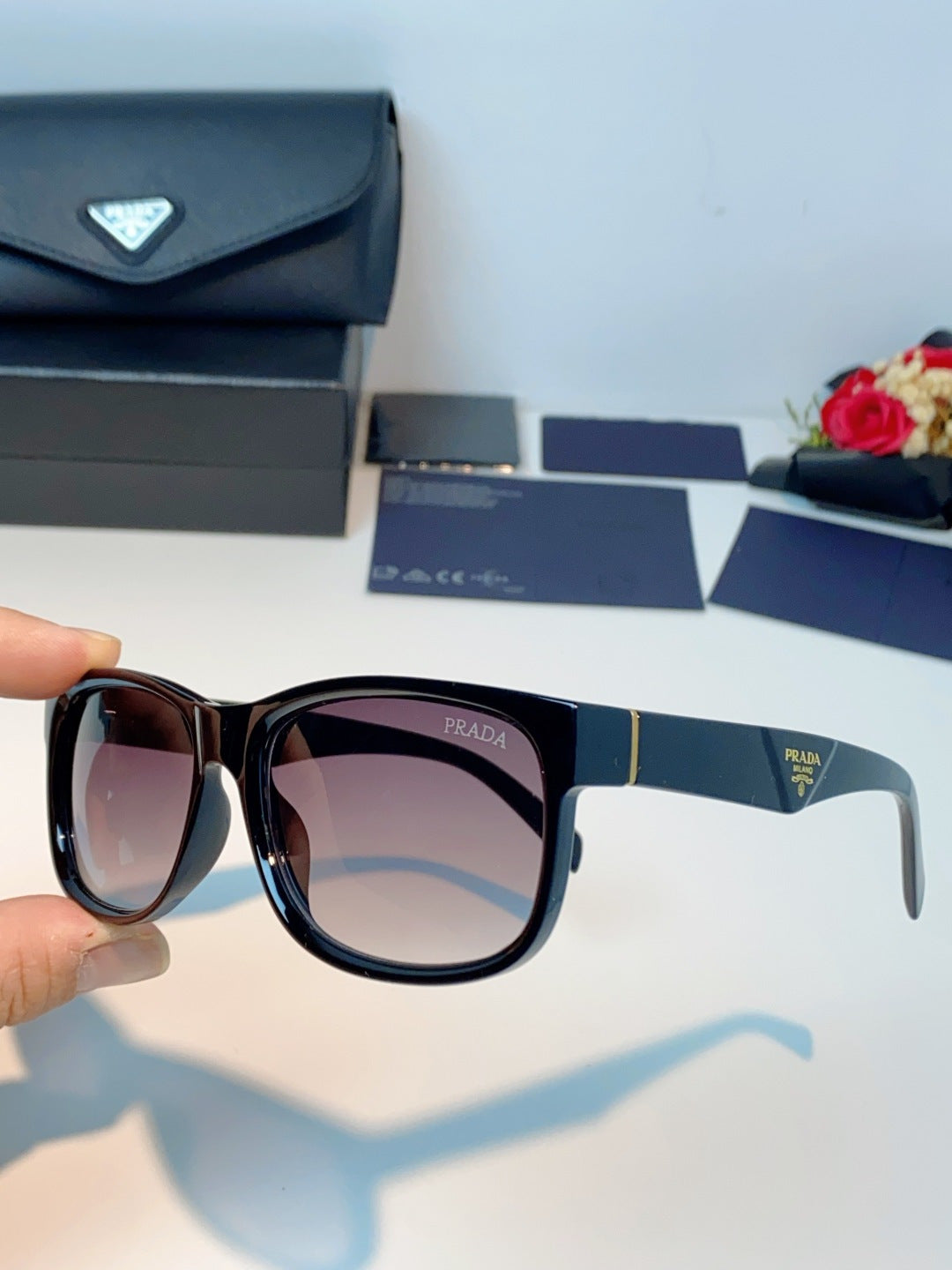 Prada Polarized Square Blue Lens Sunglasses for Men & Women - 372084 - detail image 6