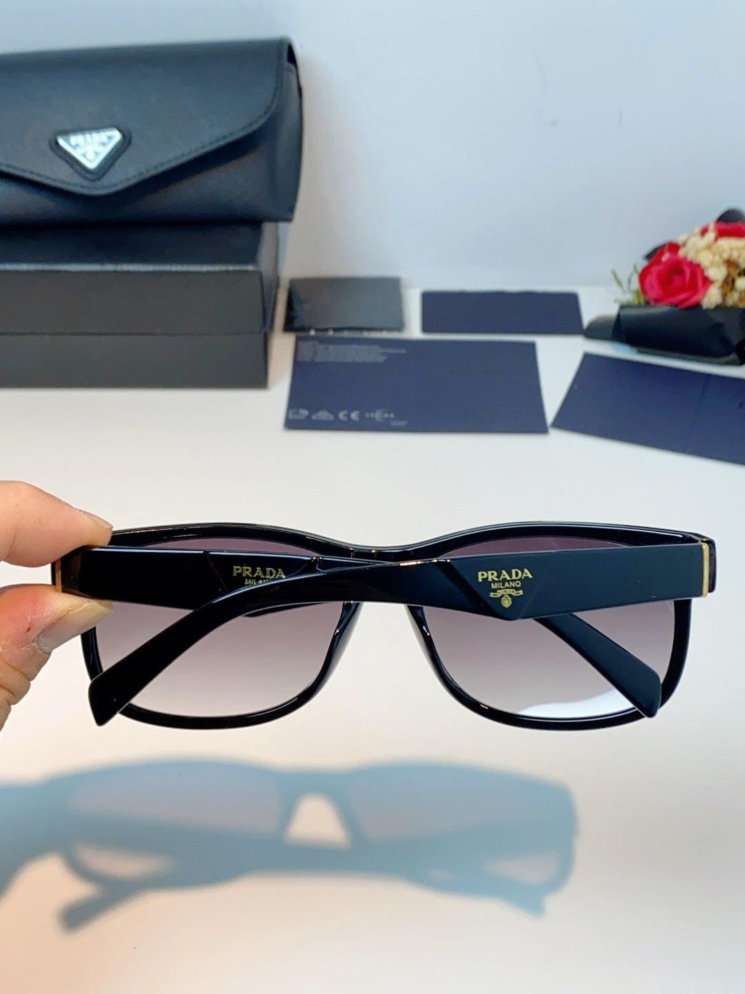 Prada Polarized Square Blue Lens Sunglasses for Men & Women - 934945 - detail image 5