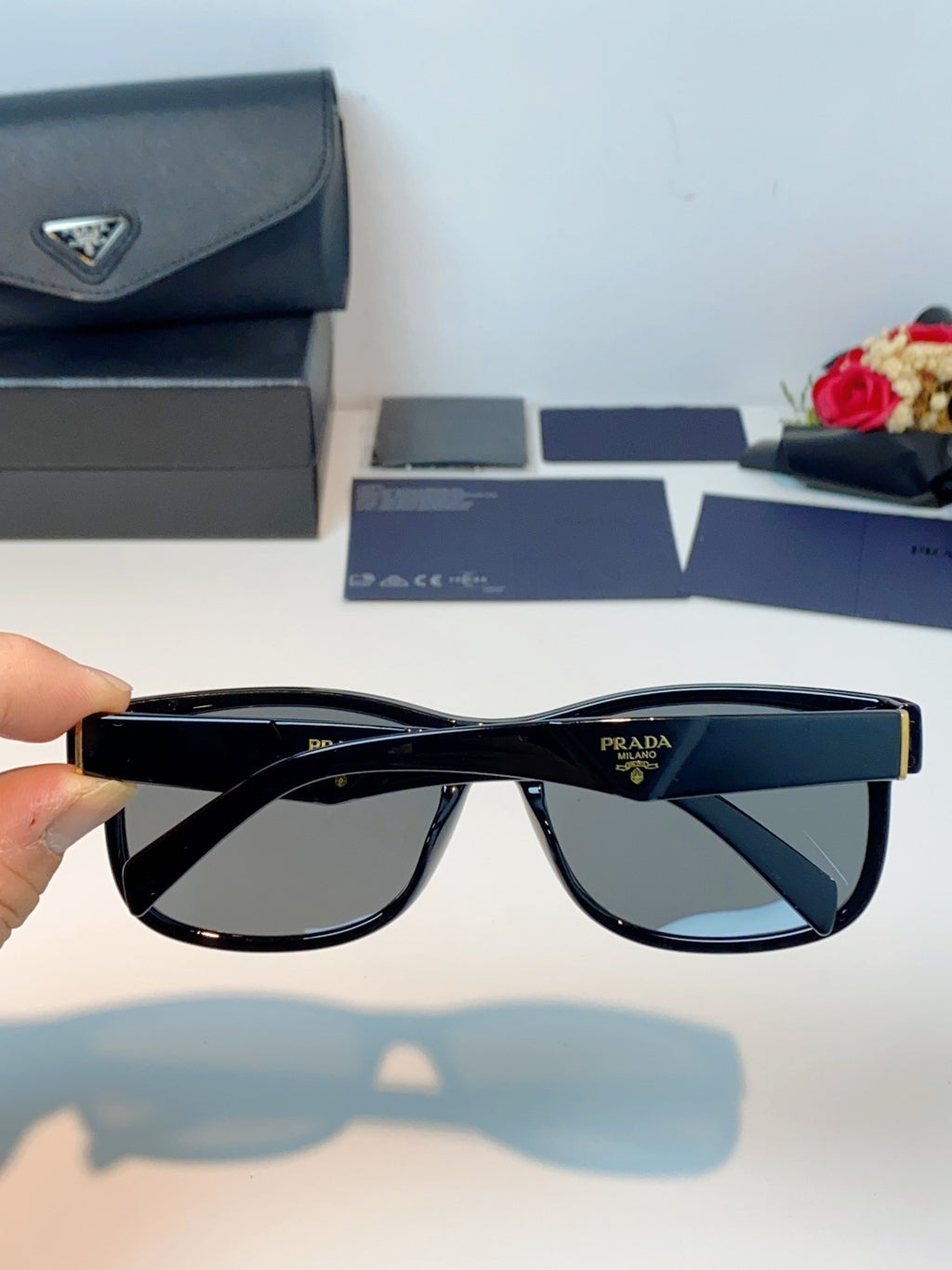 Prada Polarized Square Gray Lens Sunglasses for Men & Women - 934946 - detail image 5