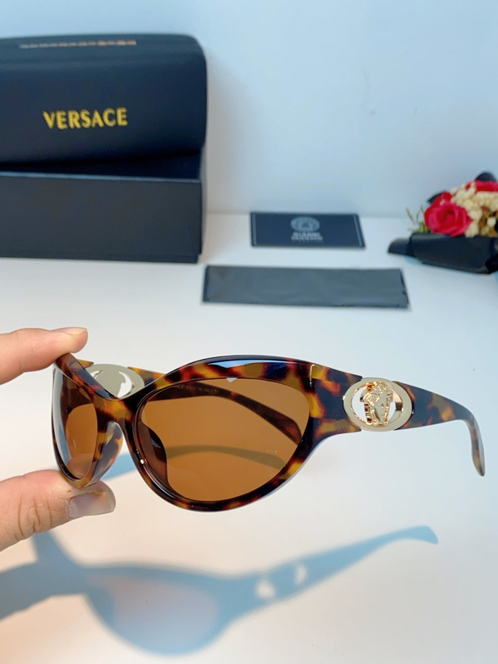 Versace Cat-Eye Brown Lens Sunglasses for Women - 372493 - detail image 6