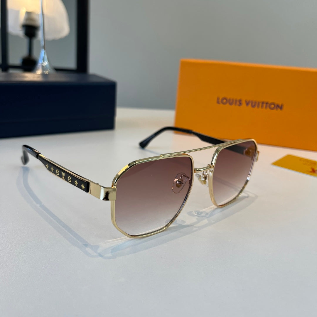 Louis Vuitton Metal Aviator Brown Lens Sunglasses for Men & Women - 398177