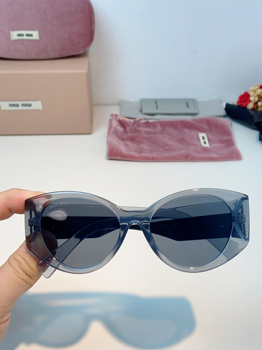Miu Miu Polarized Cat-Eye Gray Lens Sunglasses for Men & Women - 466131 - detail image 4