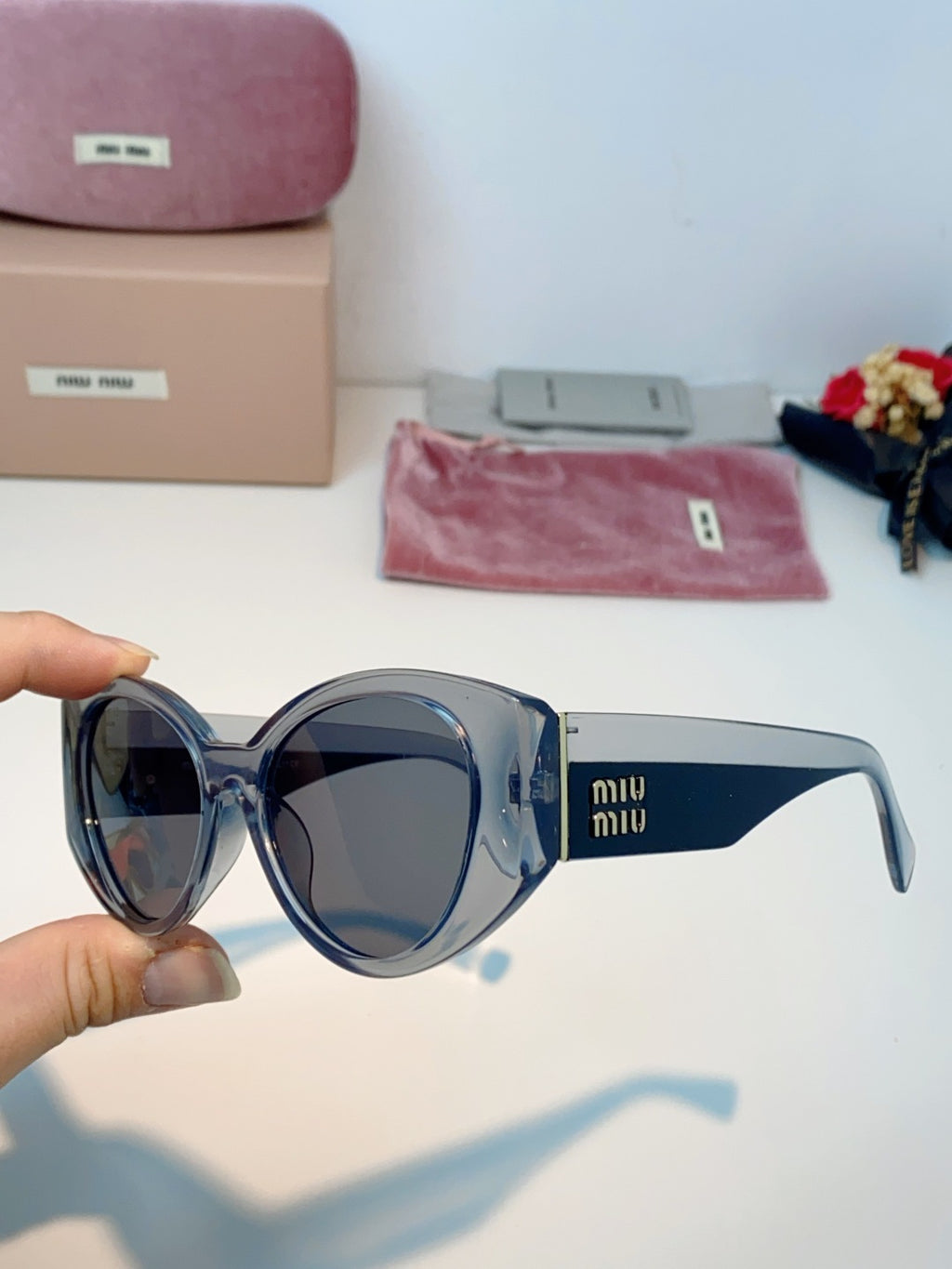 Miu Miu Polarized Cat-Eye Gray Lens Sunglasses for Men & Women - 466131 - detail image 6