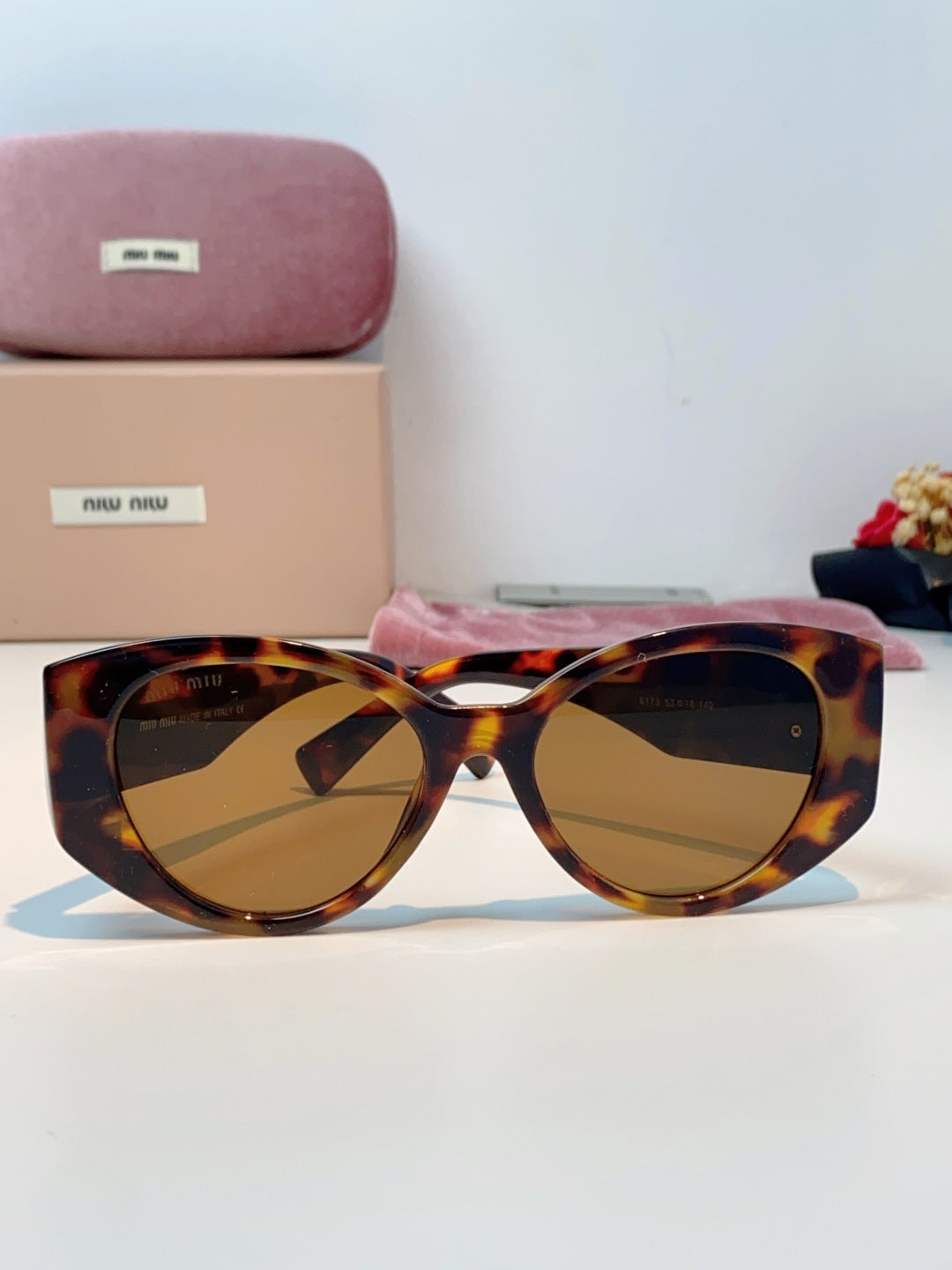 Miu Miu Polarized Cat-Eye Brown Lens Sunglasses for Men & Women - detail image 2