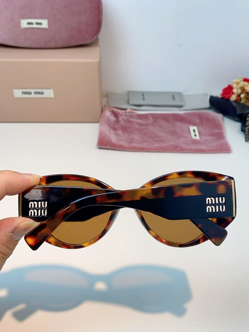 Miu Miu Polarized Cat-Eye Brown Lens Sunglasses for Men & Women - detail image 5