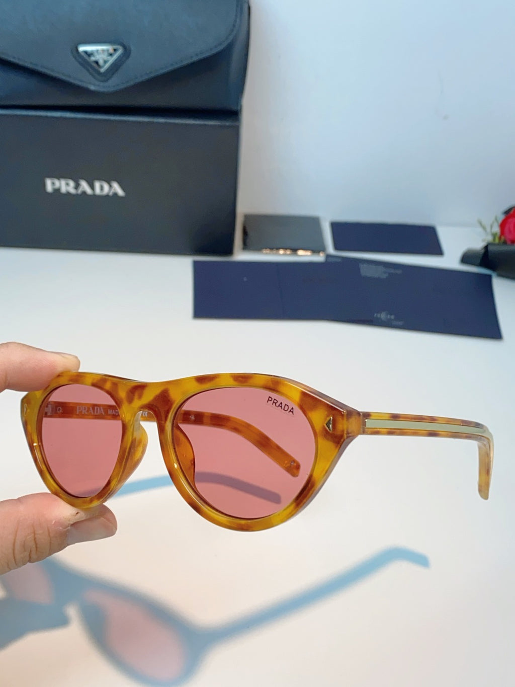 Prada Cat-Eye Orange Lens Sunglasses for Men & Women - detail image 6
