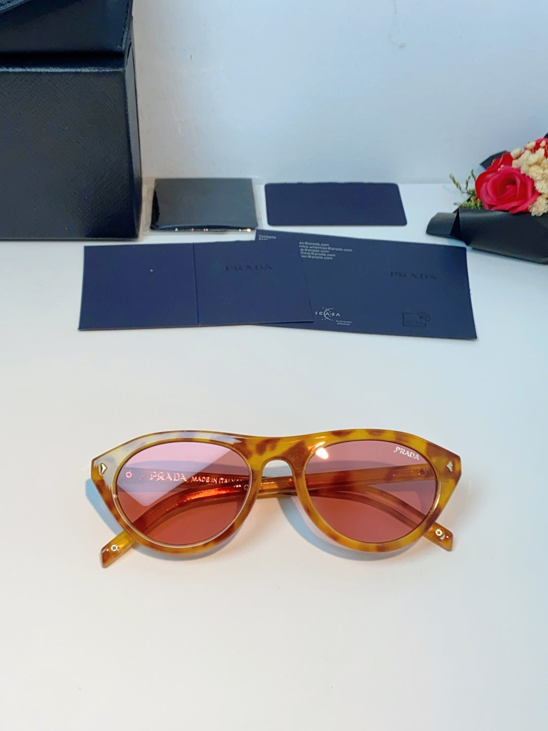 Prada Cat-Eye Orange Lens Sunglasses for Men & Women - detail image 9