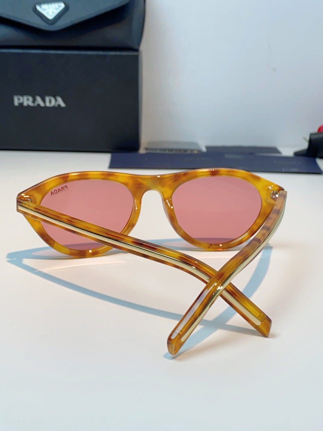 Prada Cat-Eye Orange Lens Sunglasses for Men & Women - detail image 3