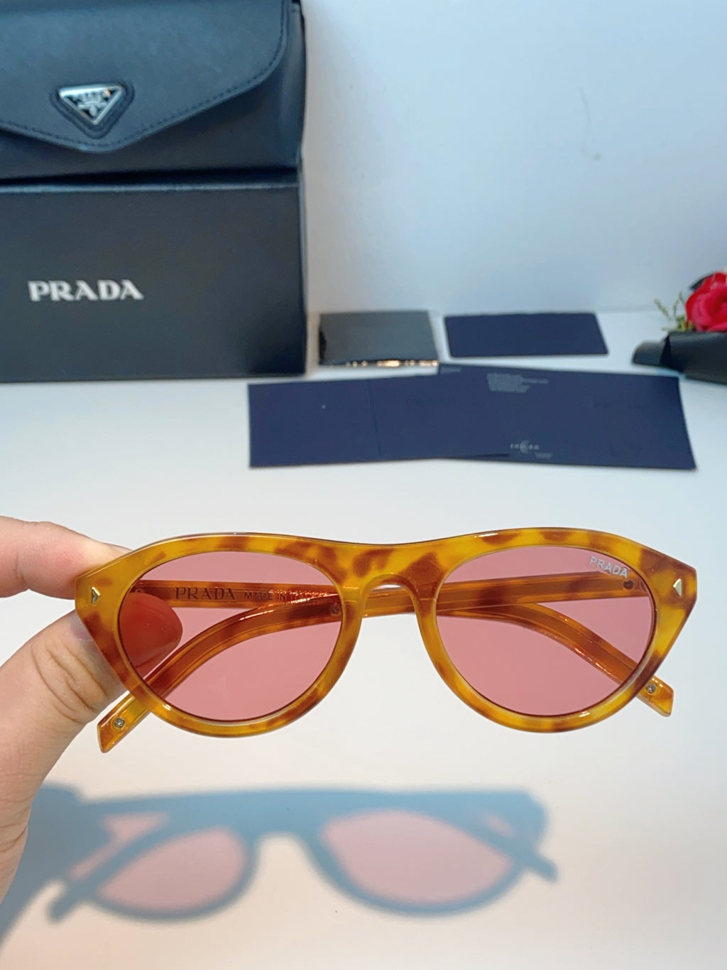 Prada Cat-Eye Orange Lens Sunglasses for Men & Women - detail image 4