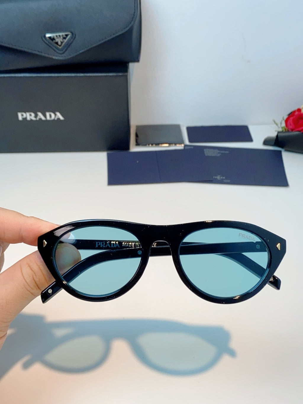 Prada Cat-Eye Blue Lens Sunglasses for Men & Women - 132501 - detail image 4