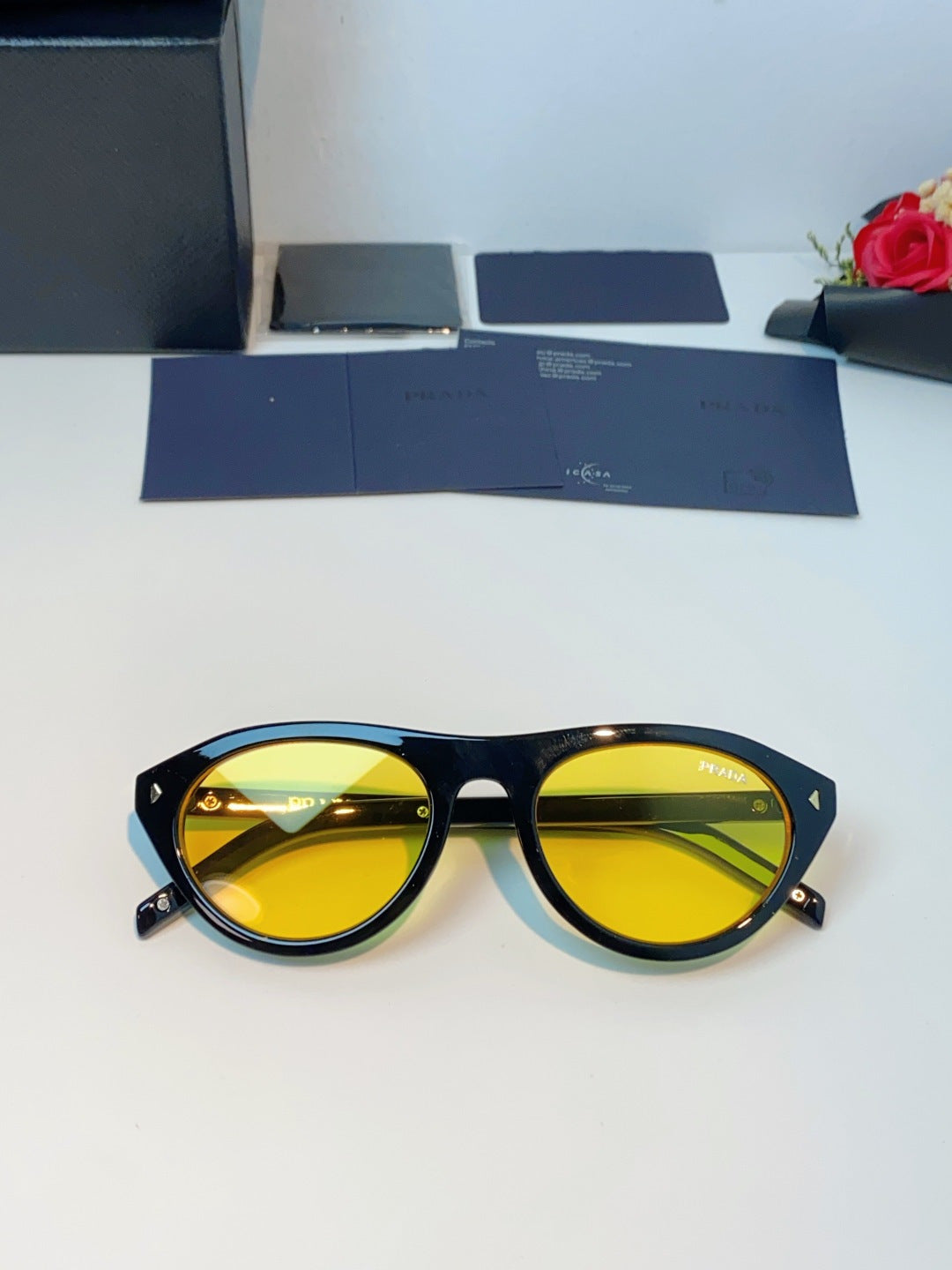 Prada Cat-Eye Black Lens Sunglasses for Men & Women - 132502 - detail image 9