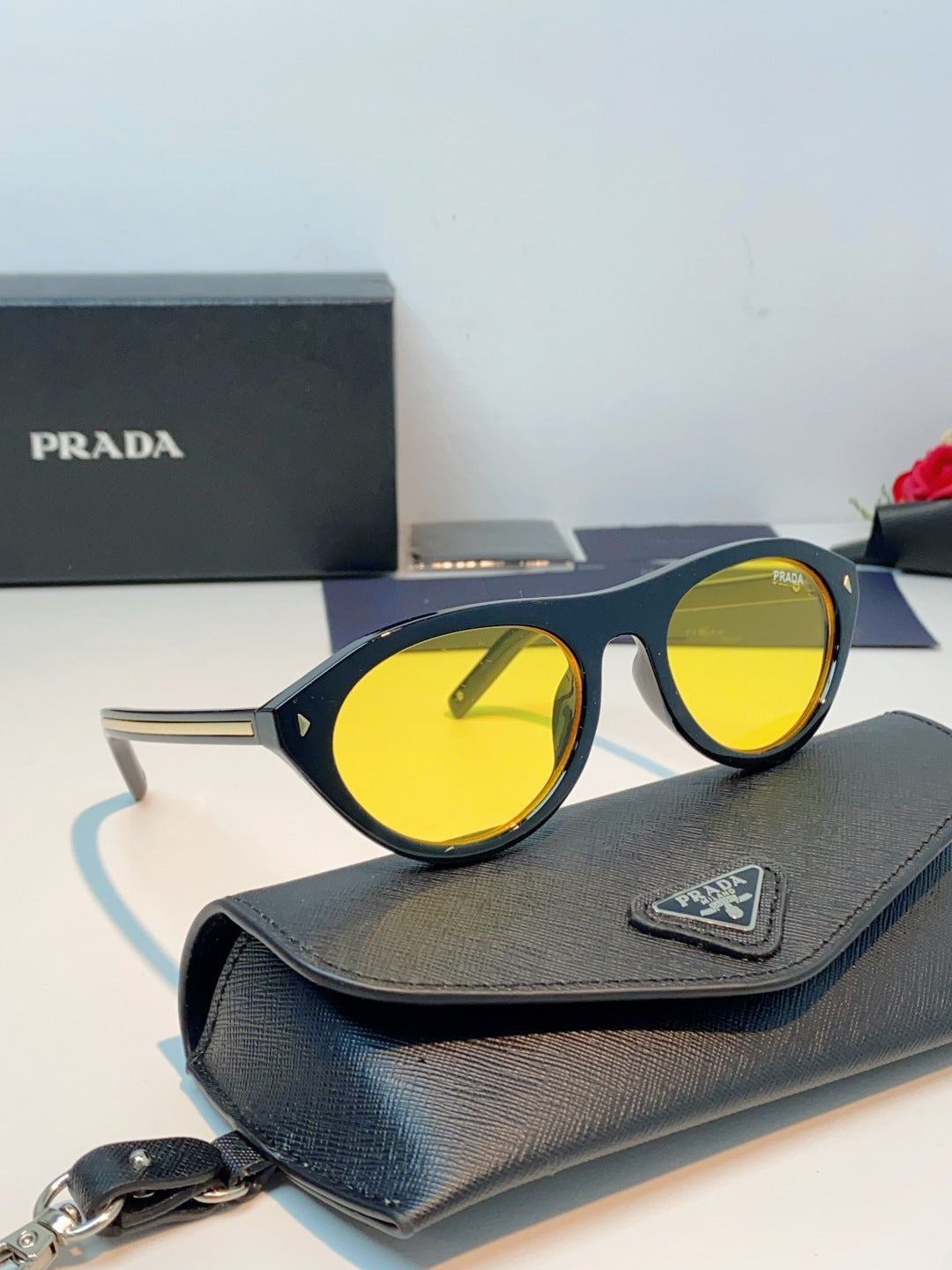 Prada Cat-Eye Black Lens Sunglasses for Men & Women - 132502 - detail image 10
