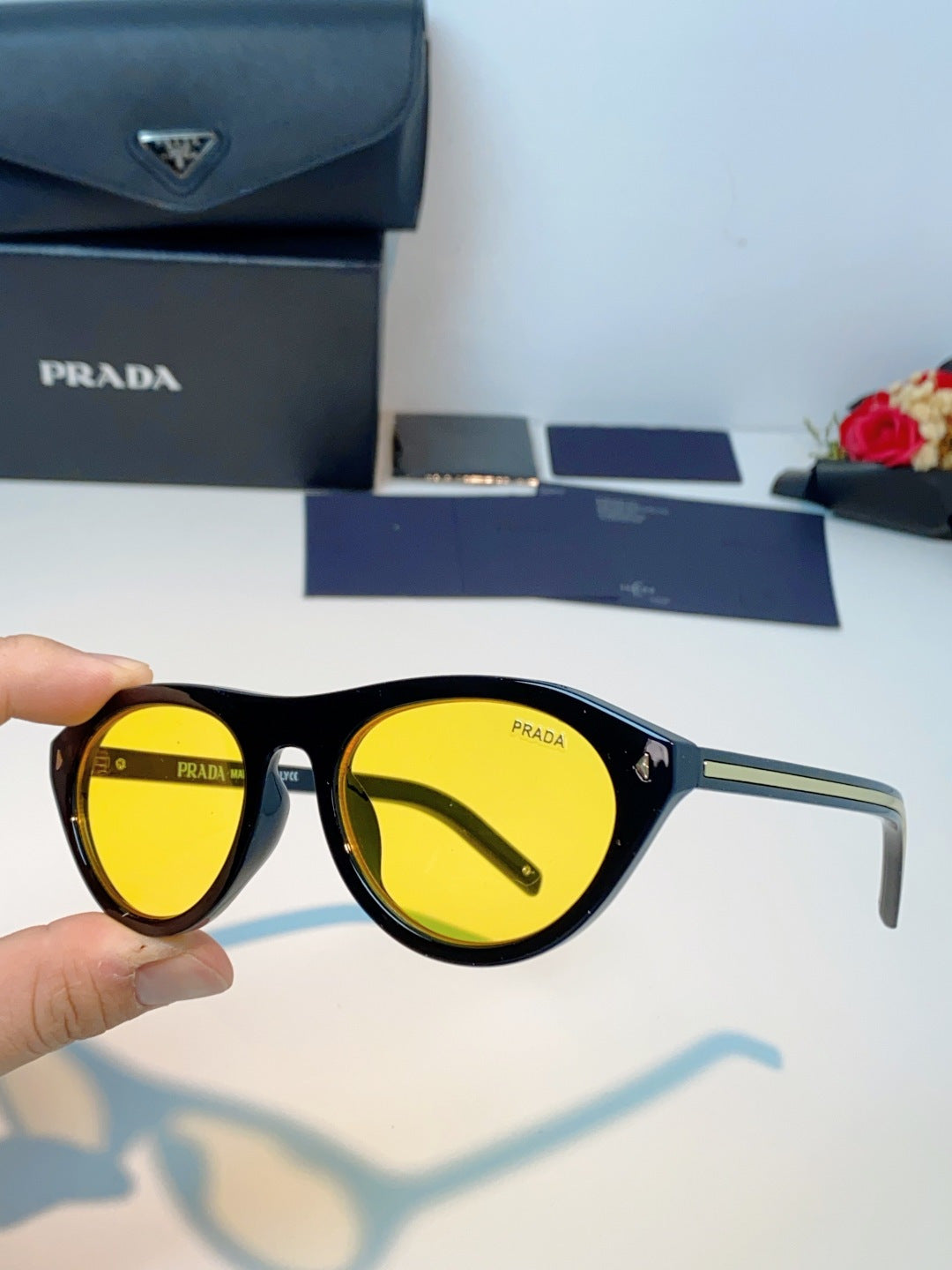 Prada Cat-Eye Black Lens Sunglasses for Men & Women - 132502 - detail image 6