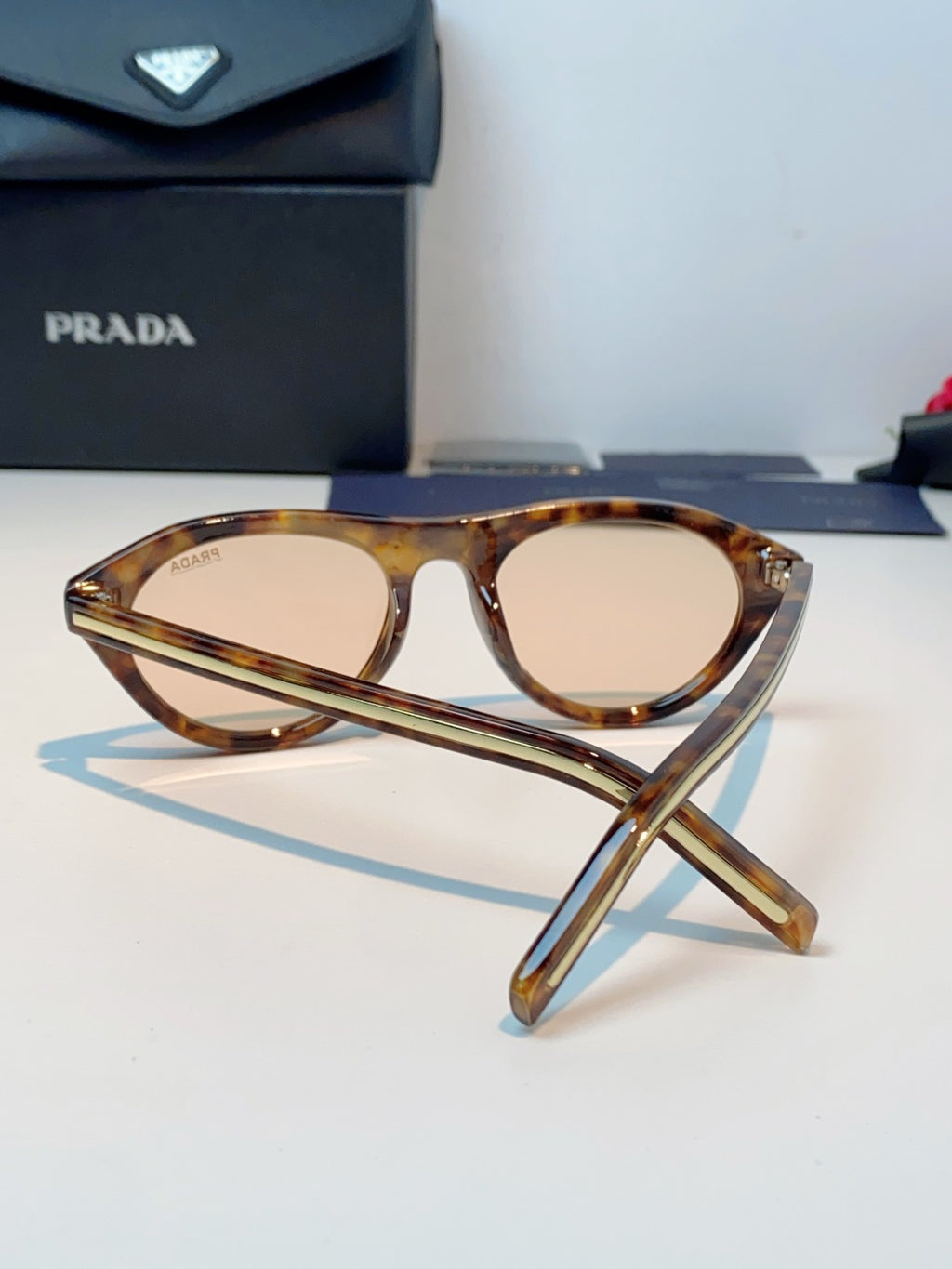 Prada Cat-Eye Gold Lens Sunglasses for Men & Women - detail image 3