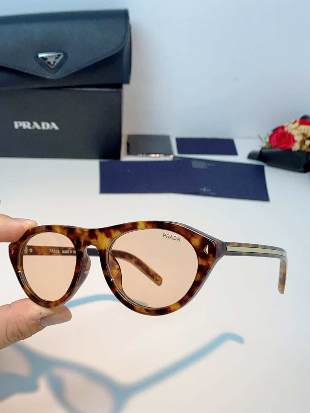 Prada Cat-Eye Gold Lens Sunglasses for Men & Women - detail image 6