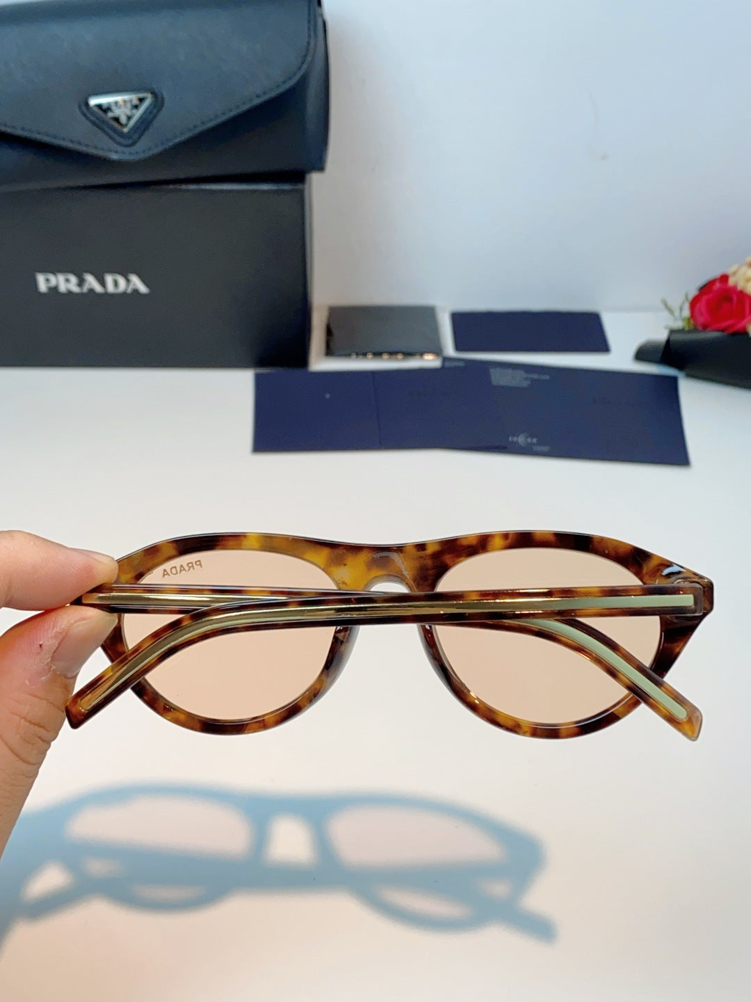 Prada Cat-Eye Gold Lens Sunglasses for Men & Women - detail image 5