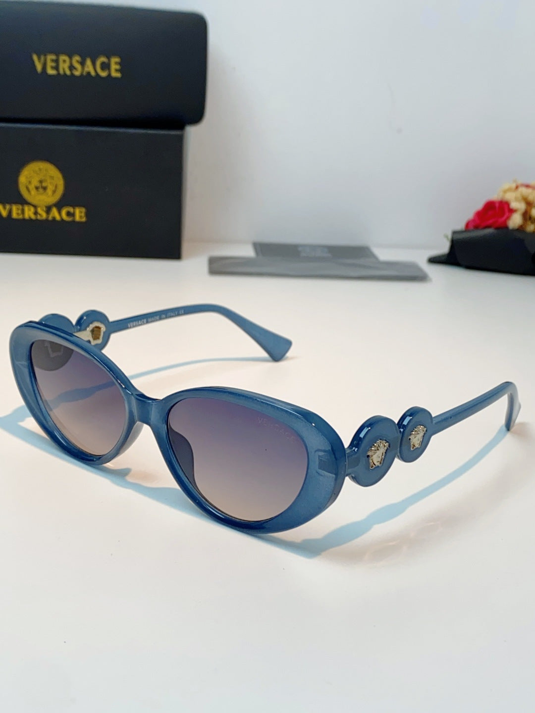 Versace Cat-Eye Blue Lens Sunglasses for Men & Women