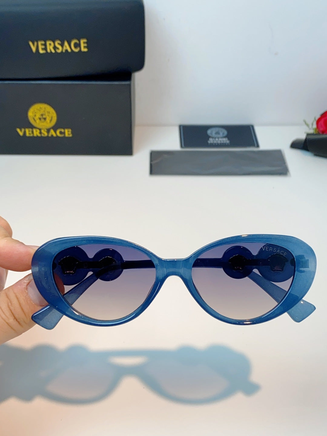 Versace Cat-Eye Blue Lens Sunglasses for Men & Women - detail image 4