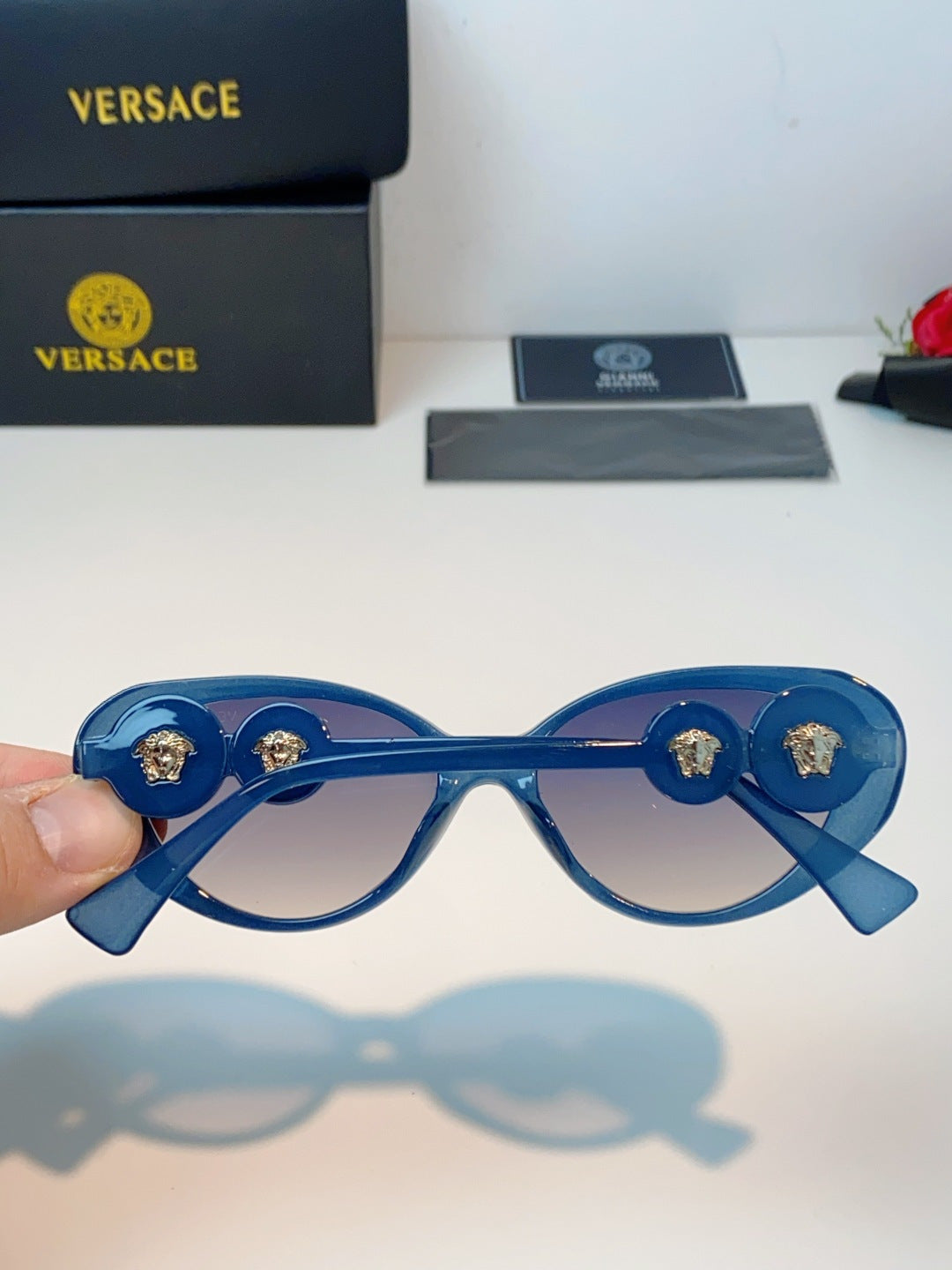 Versace Cat-Eye Blue Lens Sunglasses for Men & Women - detail image 5