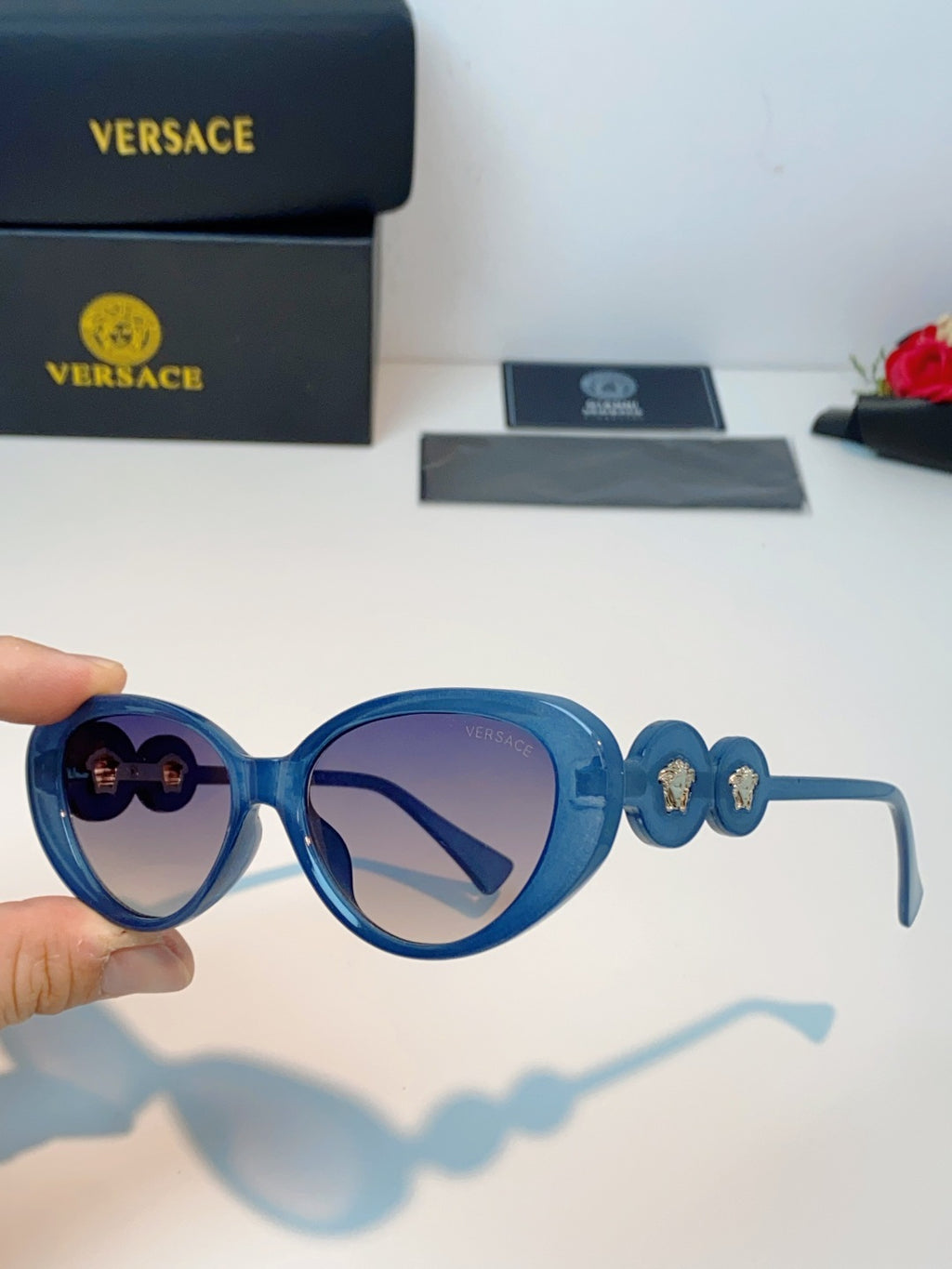 Versace Cat-Eye Blue Lens Sunglasses for Men & Women - detail image 6