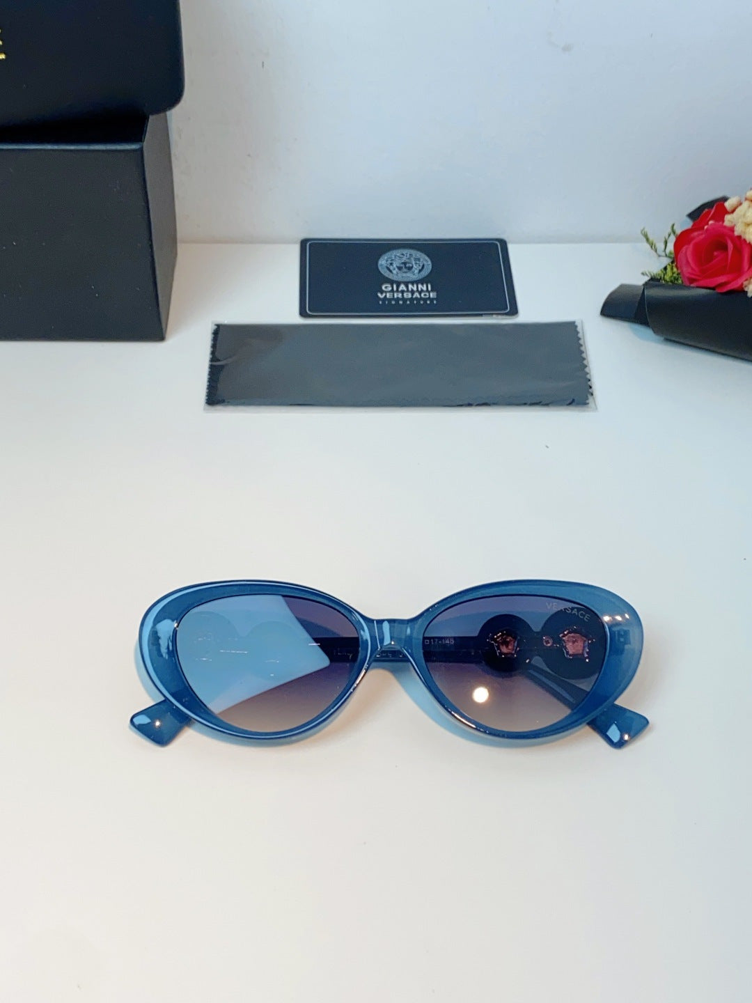 Versace Cat-Eye Blue Lens Sunglasses for Men & Women - detail image 9