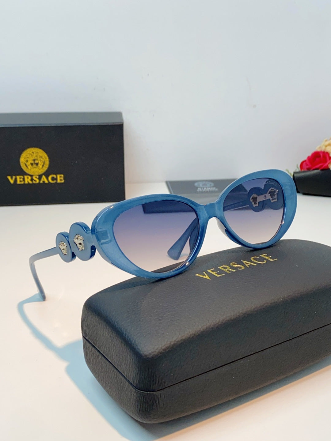 Versace Cat-Eye Blue Lens Sunglasses for Men & Women - detail image 10