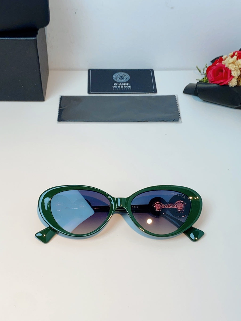 Versace Cat-Eye Green Lens Sunglasses for Men & Women - detail image 9