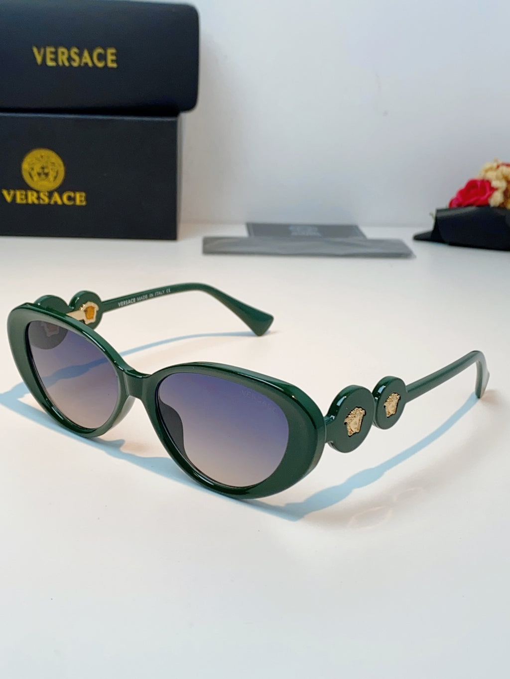 Versace Cat-Eye Green Lens Sunglasses for Men & Women