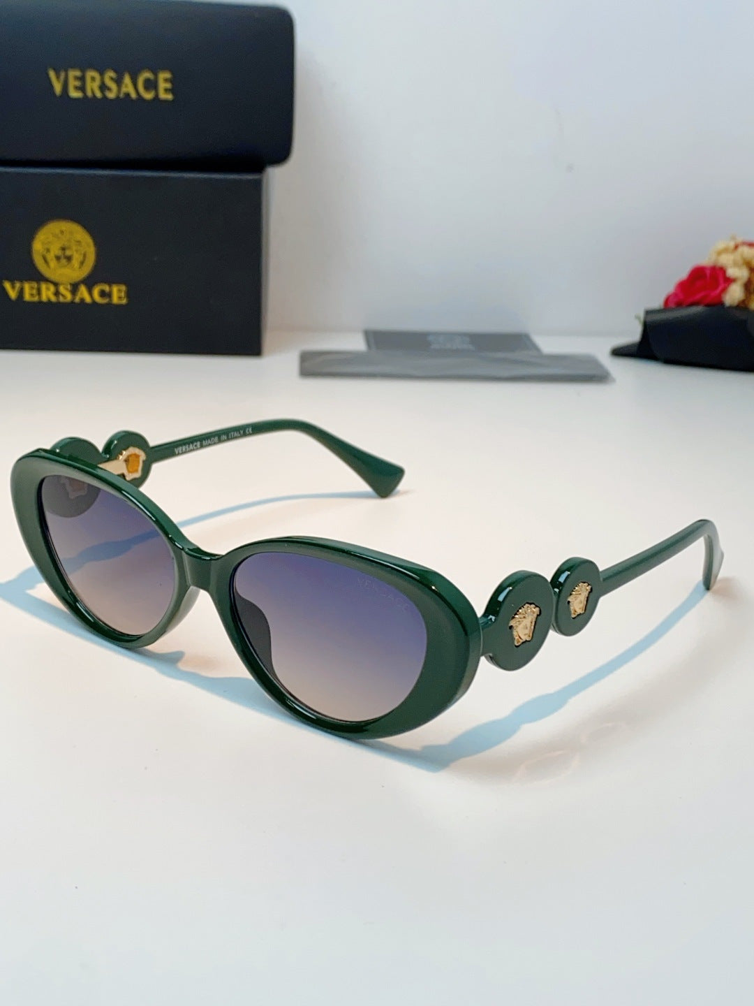 Versace Cat-Eye Green Lens Sunglasses for Men & Women