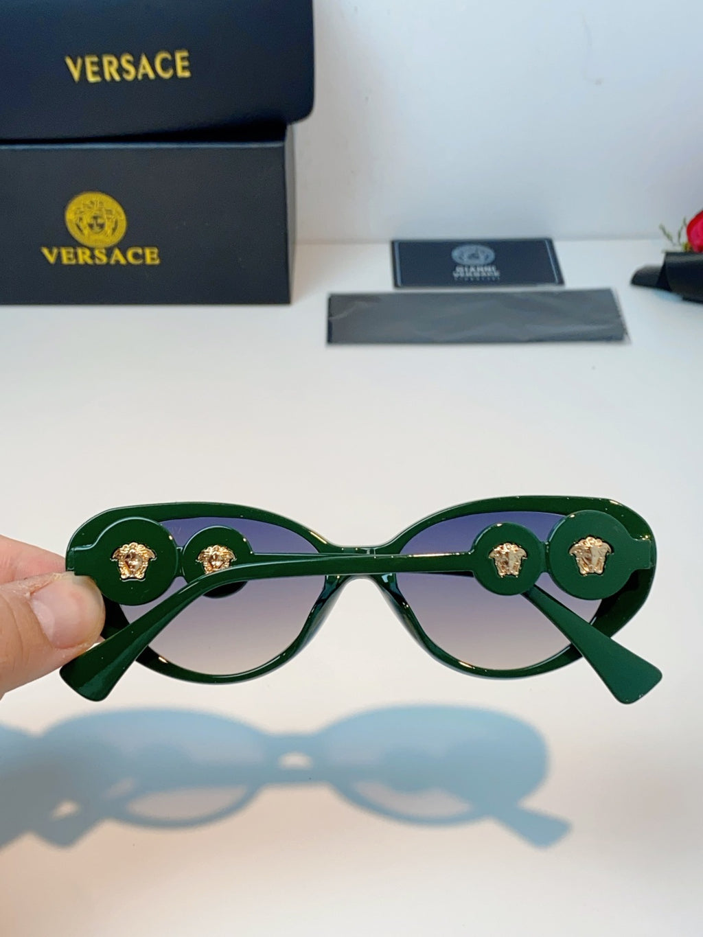 Versace Cat-Eye Green Lens Sunglasses for Men & Women - detail image 5