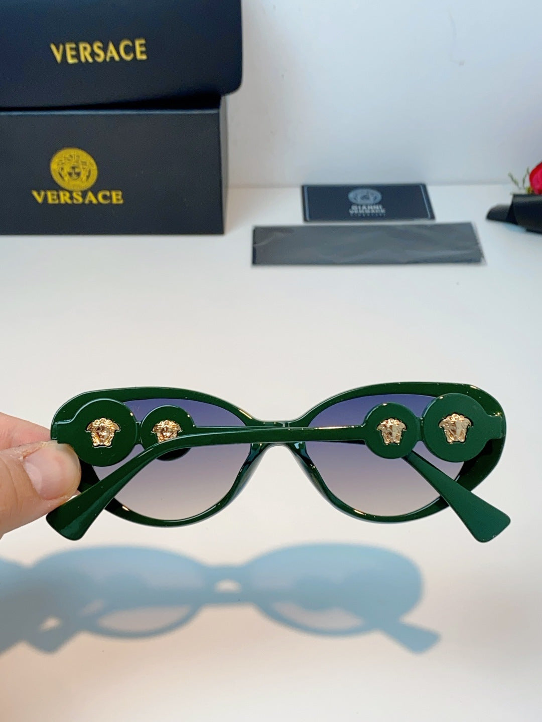Versace Cat-Eye Green Lens Sunglasses for Men & Women - detail image 5